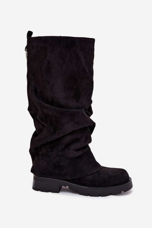 Teplé čižmy Trvalý model S nazberaným zvrškom čierna Ilvessa