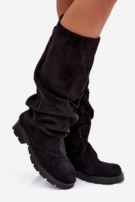 Teplé čižmy Trvalý model S nazberaným zvrškom čierna Ilvessa