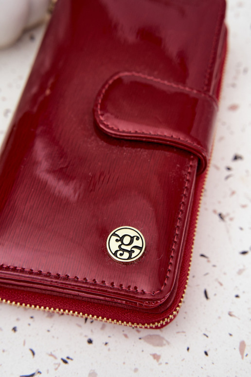 lakované Dámska peňaženka Ze zlatej farbym Detalem červená Evlinne