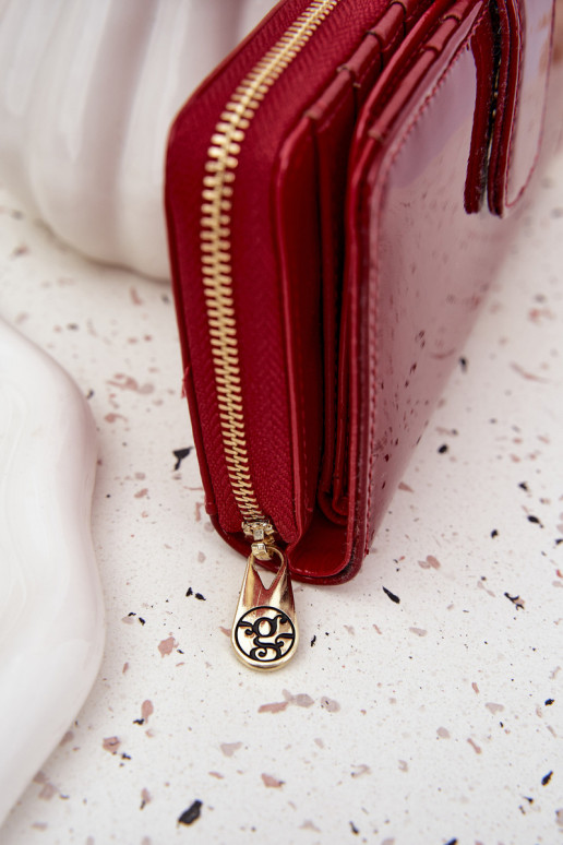 lakované Dámska peňaženka Ze zlatej farbym Detalem červená Evlinne