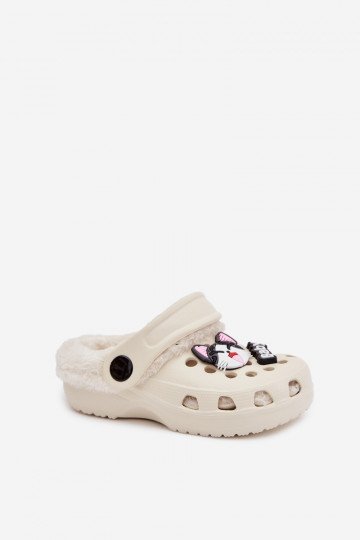 Ľahké papuče Papuče deti zahriať sa s kožušinou vo vnútriPrzypinkami krémové farby Cerelle