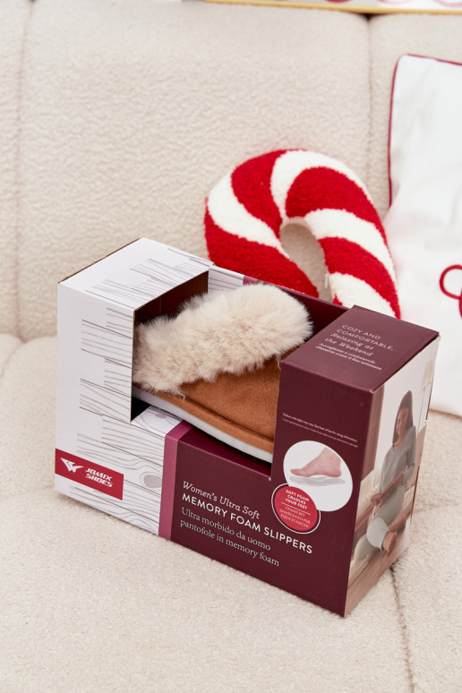 Dámske papuče s kožušinou, hnedé „Delissa"