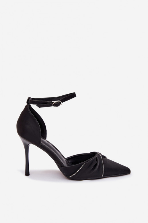 Vysoké podpätky s trblietavými kamienkami, čierne Katlina