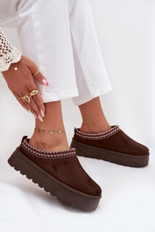 Nízka Snehule DámskeHaftem s platformou CzekoladoIne Zapnutérirya