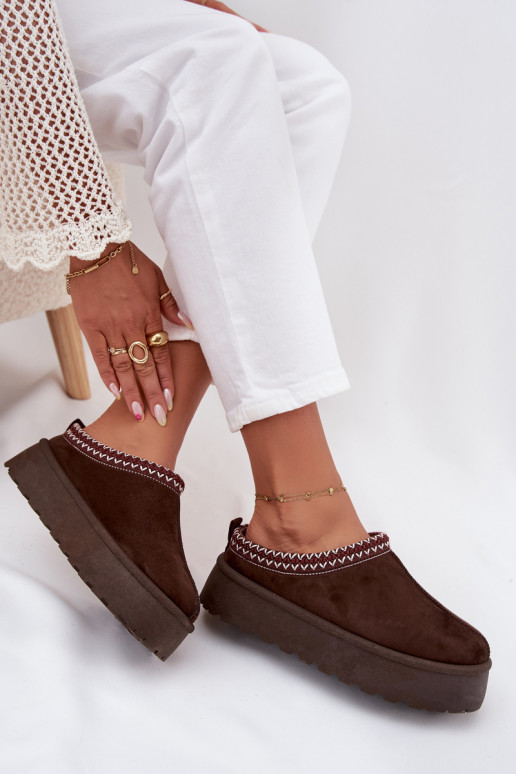 Nízka Snehule DámskeHaftem s platformou CzekoladoIne Zapnutérirya