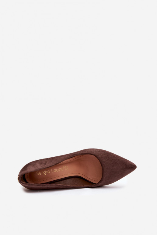 Semišové topánky s podpätkami Sergio Leone PB216 CzekoladoIne