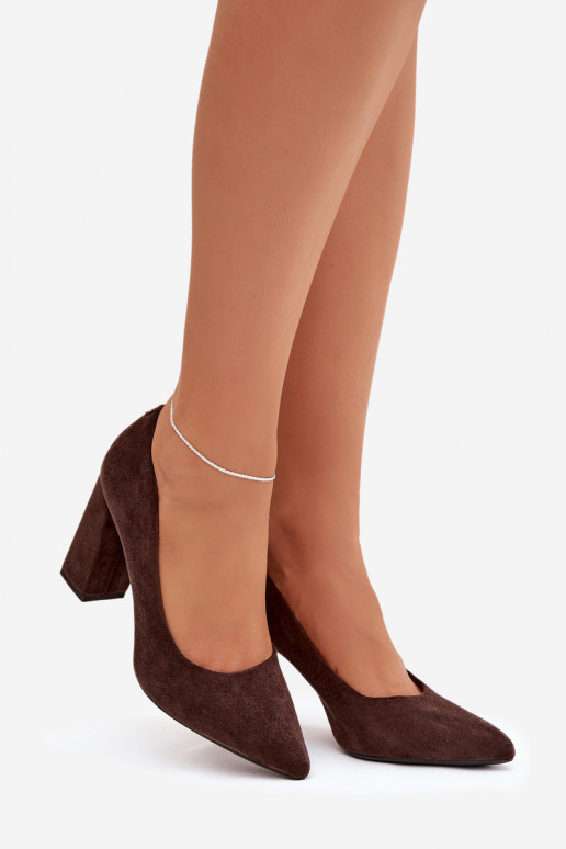 Semišové topánky s podpätkami Sergio Leone PB216 CzekoladoIne