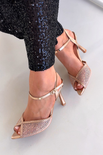 Dámske sandále s tenkými podpätkami S Dekoráciou Szampańskie Peloria