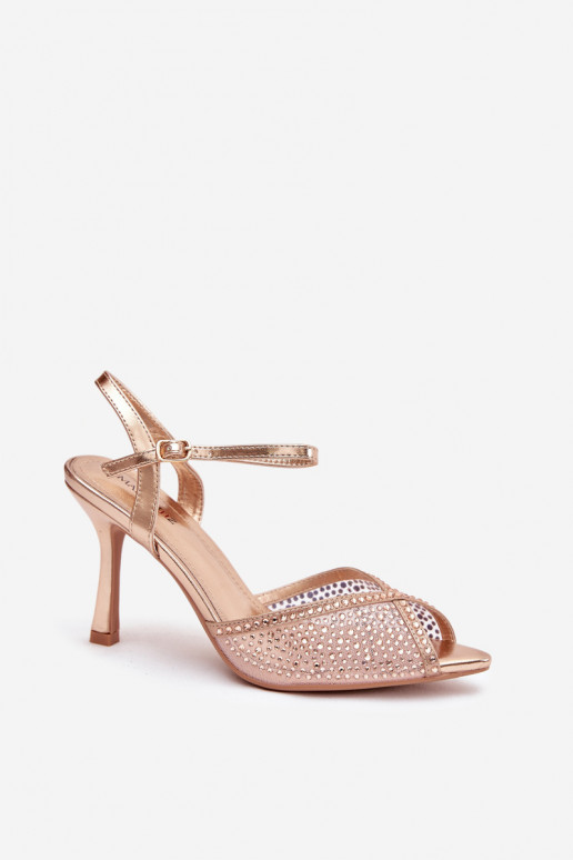 Dámske sandále s tenkými podpätkami S Dekoráciou Szampańskie Peloria