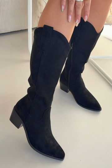Čierne dámske cowboyské štýlové vysoké topánky Jazelle 2