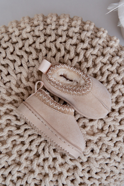 Snehule Čižmy deti s platformou zahriať sa s kožušinou vo vnútri slonovina Vilabria