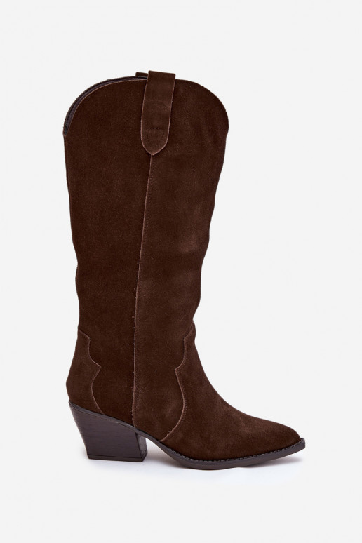 Kožené zo semišu čižmy kovbojský štýl Dámske zahriať sa CzekoladoIne Urselle