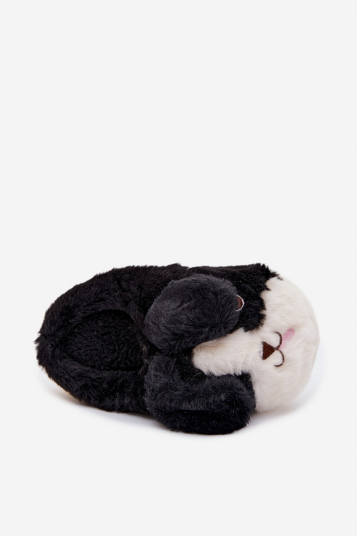 Čierne detské šľapky s kožušinou „Šuniukai" Farnise