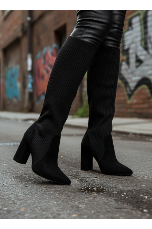 Čierne dámske vysoké čižmy s podpätkami Yserine
