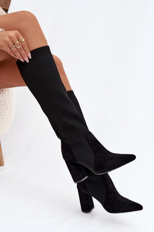 Čierne dámske vysoké čižmy s podpätkami Yserine
