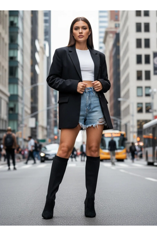 Čierne dámske vysoké čižmy s podpätkami Yserine