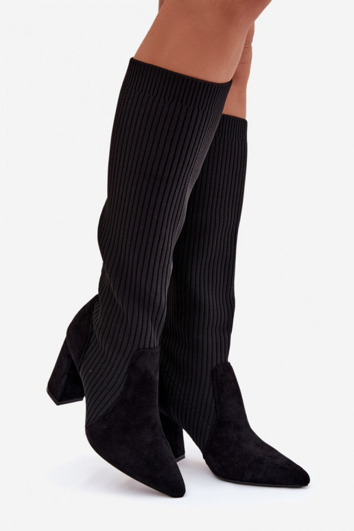 Čierne dámske vysoké čižmy s podpätkami Yserine