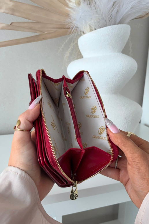 Lakovú dámsku peňaženku so zlatými detailmi červenej Evlinne