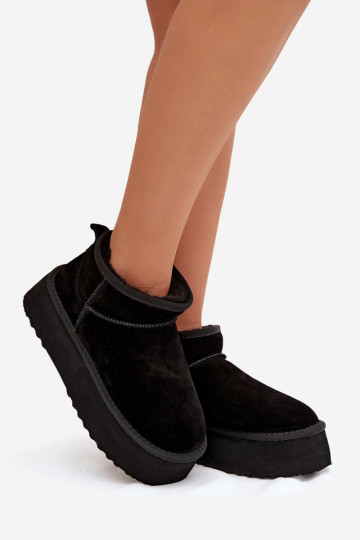Čierne dámske snehové topánky z umelej semišovej kože Irene