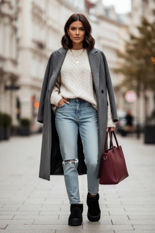 Čierne dámske snehové topánky z umelej semišovej kože Irene