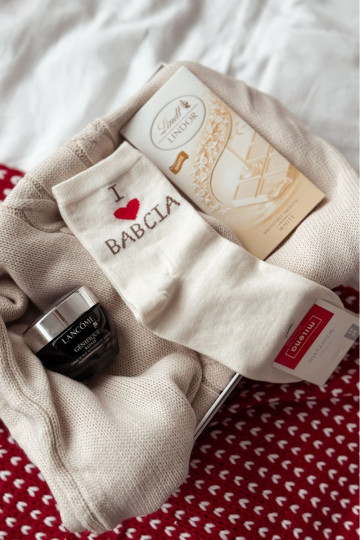 Ponožky Dámske s nápisom I Love Babcia slonovina