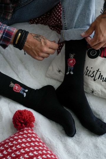 Pánske ponožky plyšové medvede IN Okularach čierna