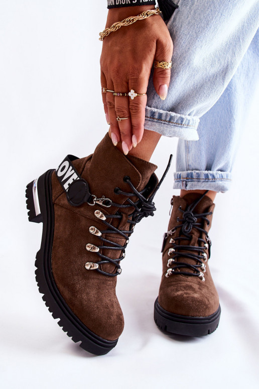 zo semišu zahriať sa Čižmy s popruhmi tmavohnedá Aurelio