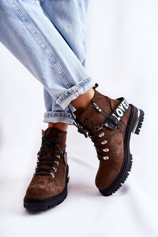 zo semišu zahriať sa Čižmy s popruhmi tmavohnedá Aurelio