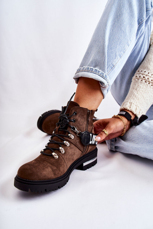 zo semišu zahriať sa Čižmy s popruhmi tmavohnedá Aurelio