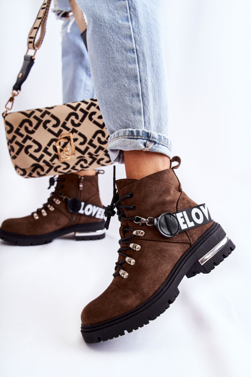 zo semišu zahriať sa Čižmy s popruhmi tmavohnedá Aurelio