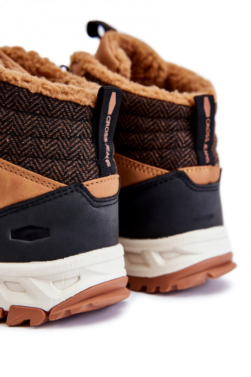 pánske zahriať sa Čižmy turistické topánky Cross Jeans KK1R4021C Hnedá farba