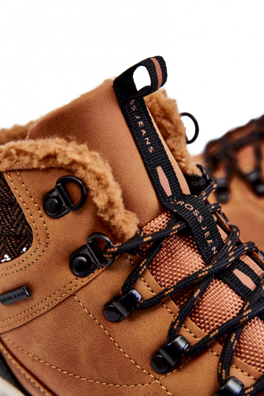 pánske zahriať sa Čižmy turistické topánky Cross Jeans KK1R4021C Hnedá farba