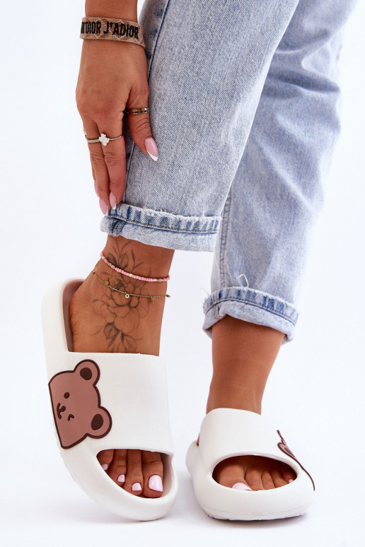 [Dámske ľahké penové papuče Bear Motif biela farba Parisso