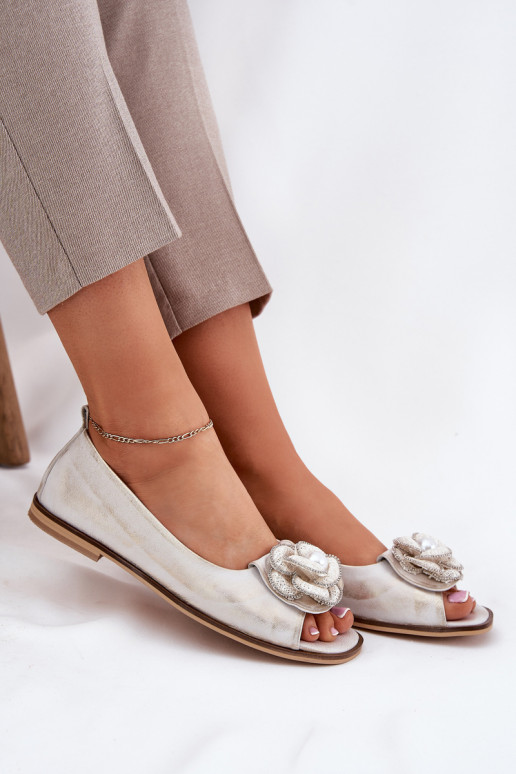 BalerínkyOdkrytymi Palcami I Kvet Zazoo 1870 zlatej farby Przecierany