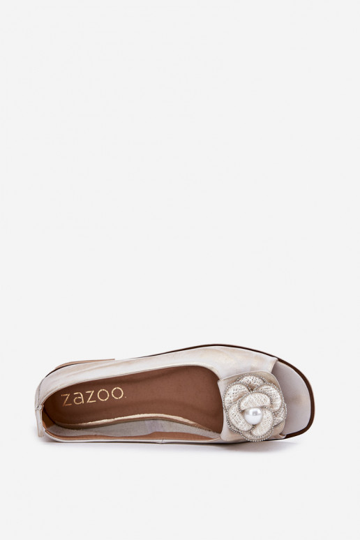 BalerínkyOdkrytymi Palcami I Kvet Zazoo 1870 zlatej farby Przecierany