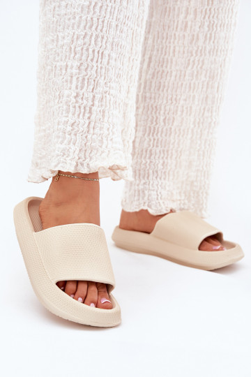 Dámske Ľahké penové šľapky Zapnuté hrubej podrážke béžová Querceria 2