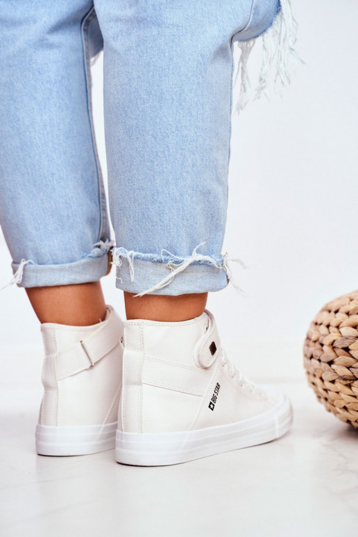 Dámske Kožené ležérne topánky s čižmami BIG STAR V274541 biela farba