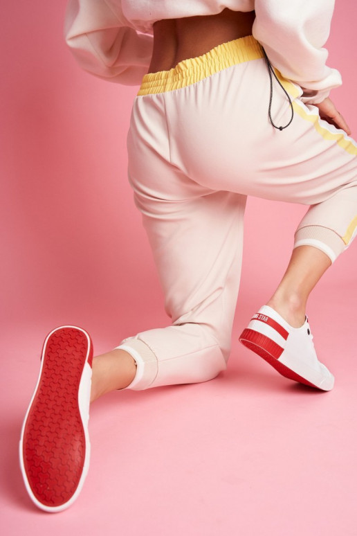 Tenisky z pravej kože BIG STAR FF274174 biela a červená