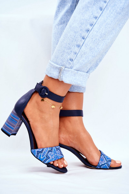 Dámske sandále z pravej kože tmavomodrá 04235-17/00-5