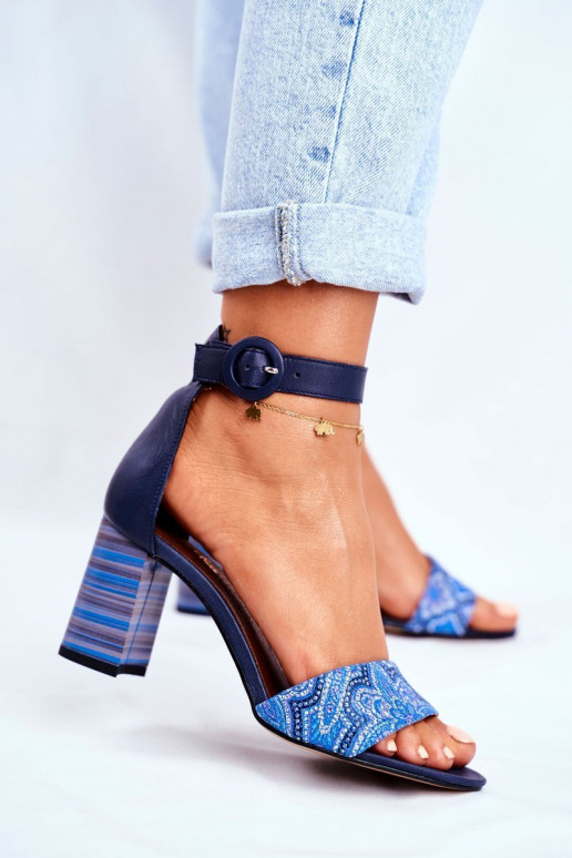 Dámske sandále z pravej kože tmavomodrá 04235-17/00-5