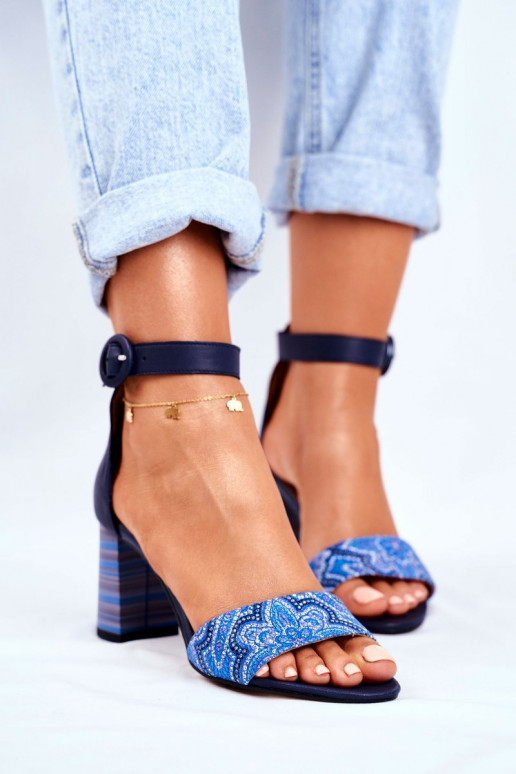 Dámske sandále z pravej kože tmavomodrá 04235-17/00-5