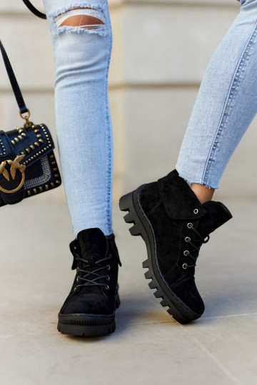 zo semišu Jar Čižmy topánky s popruhmi čierna Dalles