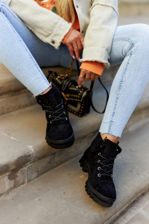 zo semišu Jar Čižmy topánky s popruhmi čierna Dalles