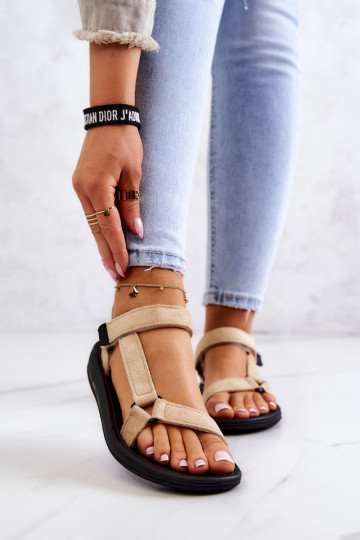 Dámske zo semišu Športový štýl sandále béžová Harris 2