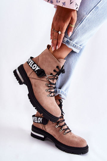 zo semišu zahriať sa Čižmy s popruhmi Hnedá farba Aurelio