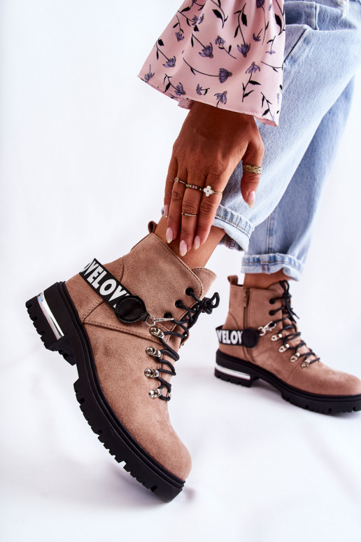 zo semišu zahriať sa Čižmy s popruhmi Hnedá farba Aurelio