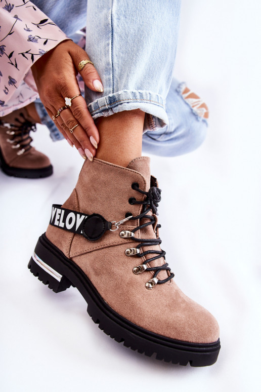 zo semišu zahriať sa Čižmy s popruhmi Hnedá farba Aurelio