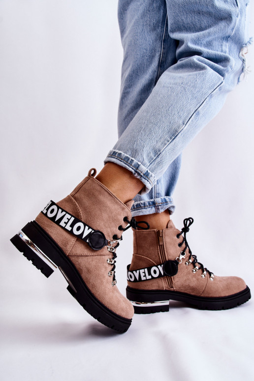 zo semišu zahriať sa Čižmy s popruhmi Hnedá farba Aurelio