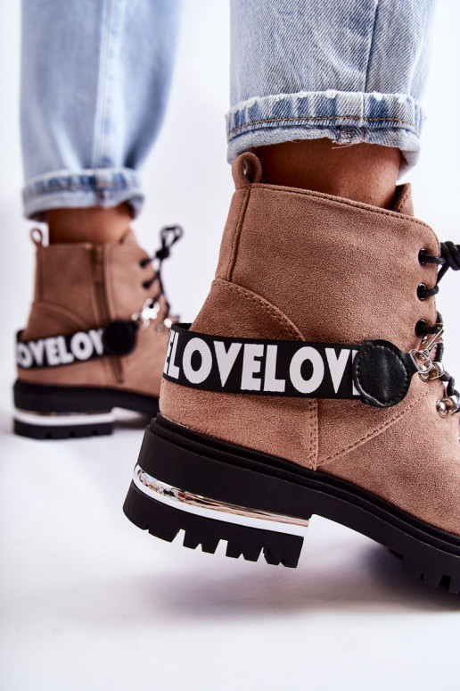 zo semišu zahriať sa Čižmy s popruhmi Hnedá farba Aurelio