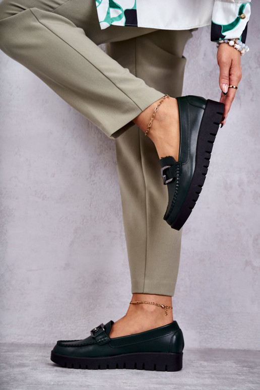 s lakovým efektom topánky Mokasíny s platformou zelená farba Kjersti